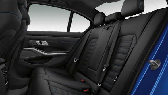 BMW 3 Series Sedan, seat heating Lateral close-up of the rear seat row with seat heating front and rear.