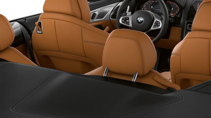BMW M850i xDrive, interior with soft top open. BMW M850i xDrive, interior with soft top open.