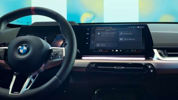 BMW interior with display BMW interior with steering wheel and display