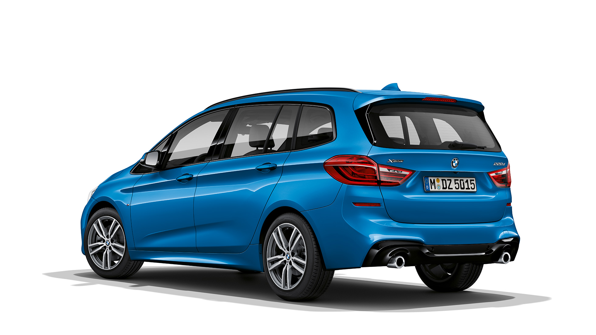 Three-quarter rear view BMW 2 Series Gran Tourer Model M Sport BMW 2 Series Gran Tourer 220d xDrive Model M Sport F46 Facelift 2018 Misano Blue metallic three-quarter rear view