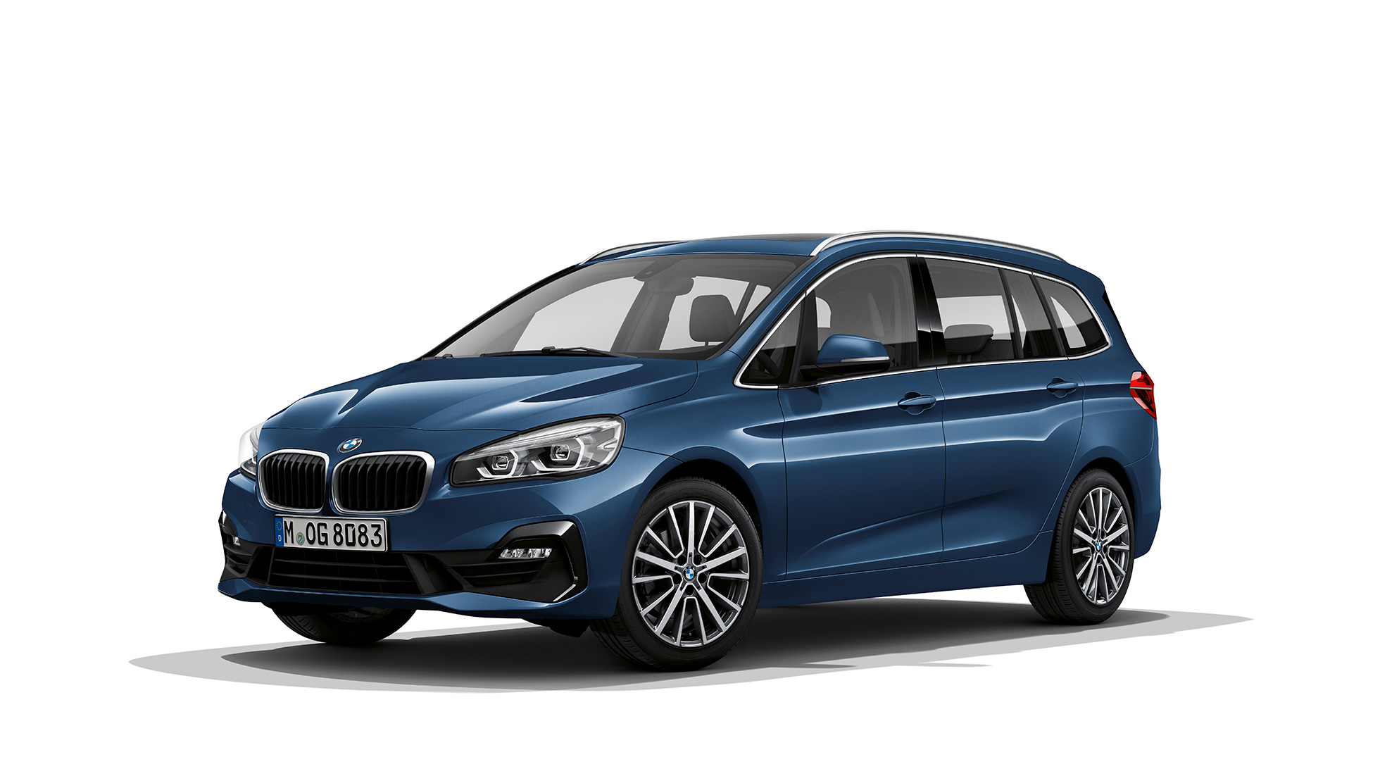 Three-quarter front view BMW 2 Series Gran Tourer BMW 2 Series Gran Tourer 218i F46 Facelift 2018 Phytonic Blue three-quarter front view