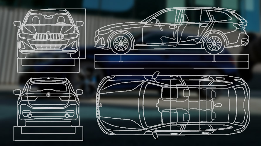 BMW 3 Series Touring LCI G21 technical data sketch BMW 3 Series Touring LCI G21 technical data sketch