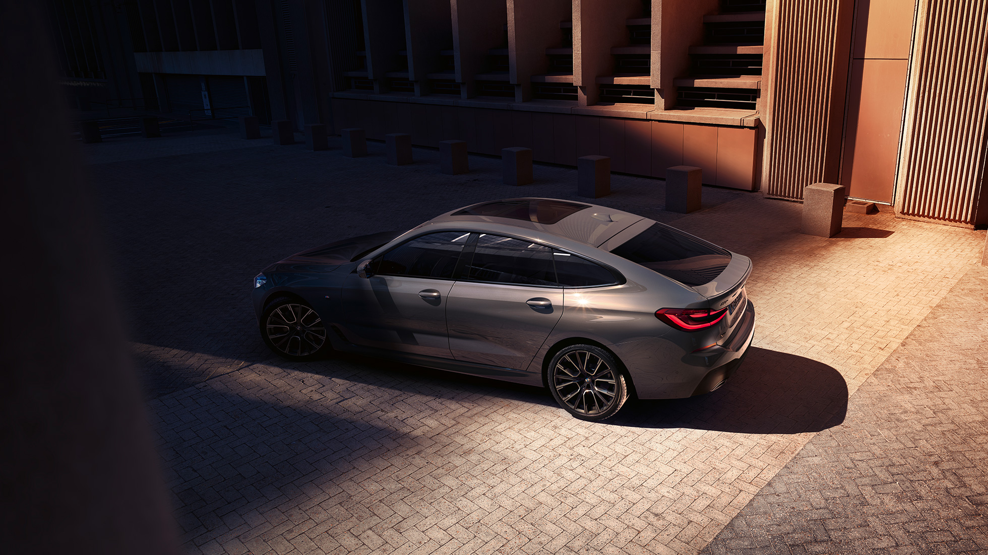 Exterior BMW 6 Series Gran Turismo G32 2020 BMW 6 Series Gran Turismo 640i xDrive G32 2020 Bernina Grey bird’s eye view