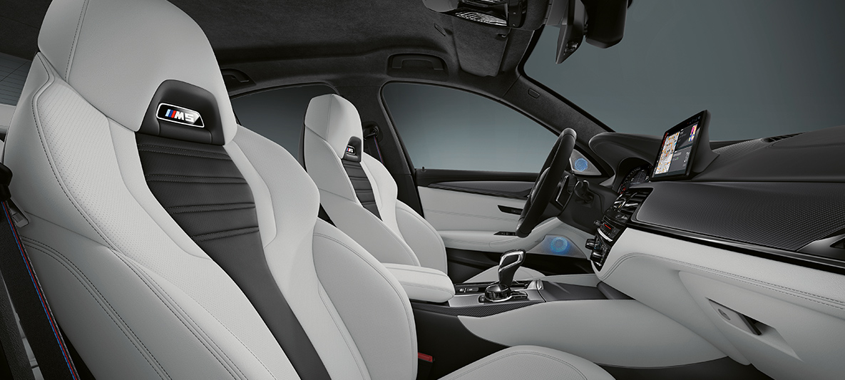 M5 Sport seats. BMW M5 detail M Sport seats.