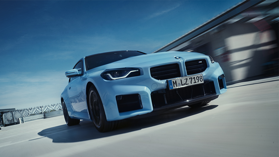 BMW M2 G87 front view on the street BMW M Series BMW M2 G87 front view on the street