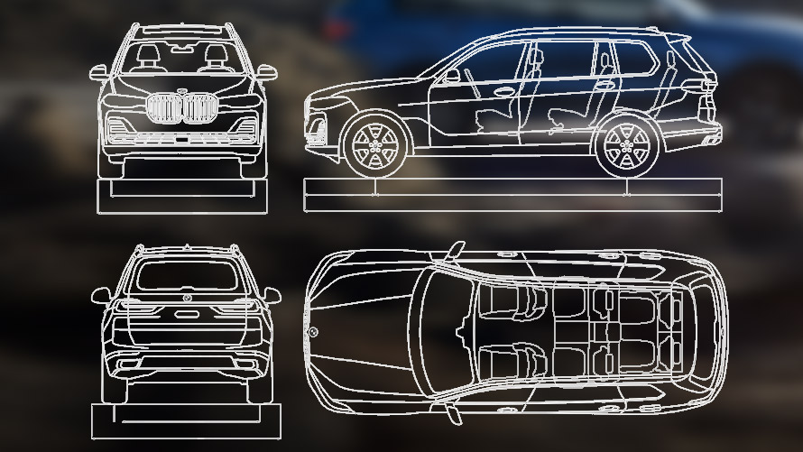 BMW X7 M60i xDrive G07 LCI technical data sketch BMW X7 M60i xDrive G07 LCI technical data sketch