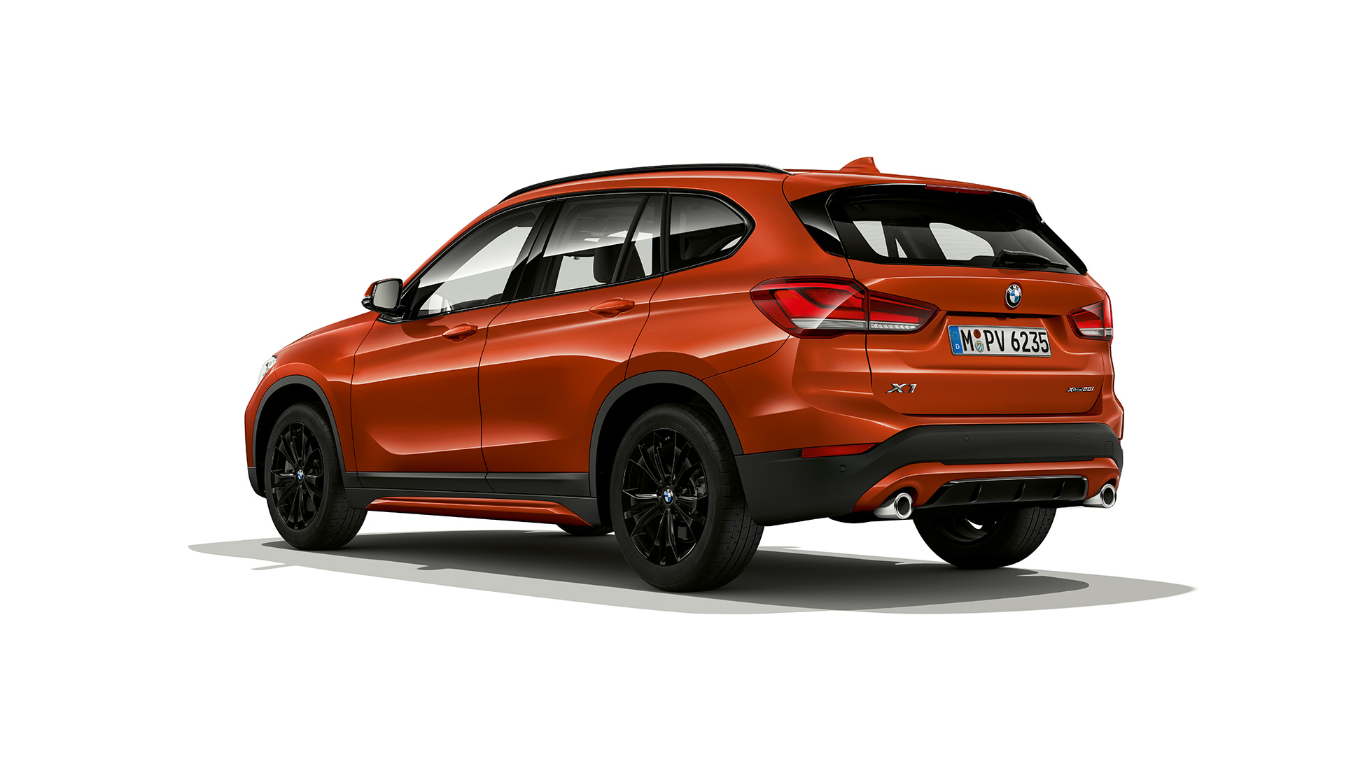 BMW X1, Model Sport Line, three-quarter rear view BMW X1, Model Sport Line, three-quarter rear view studio shot