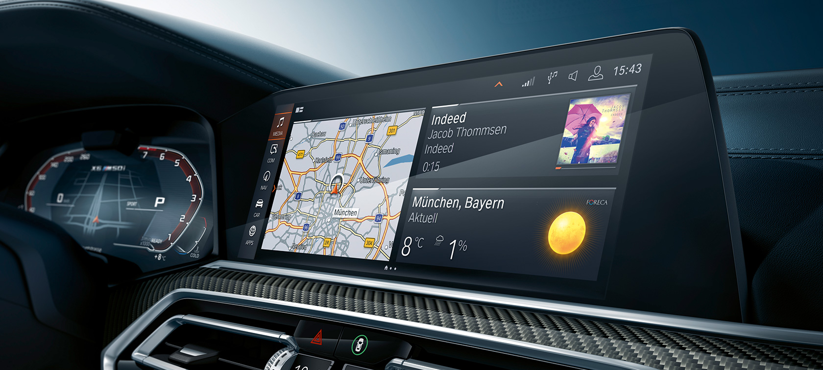 Cockpit with view of Head-Up Display. BMW X6 cockpit with view of Head-Up Display.