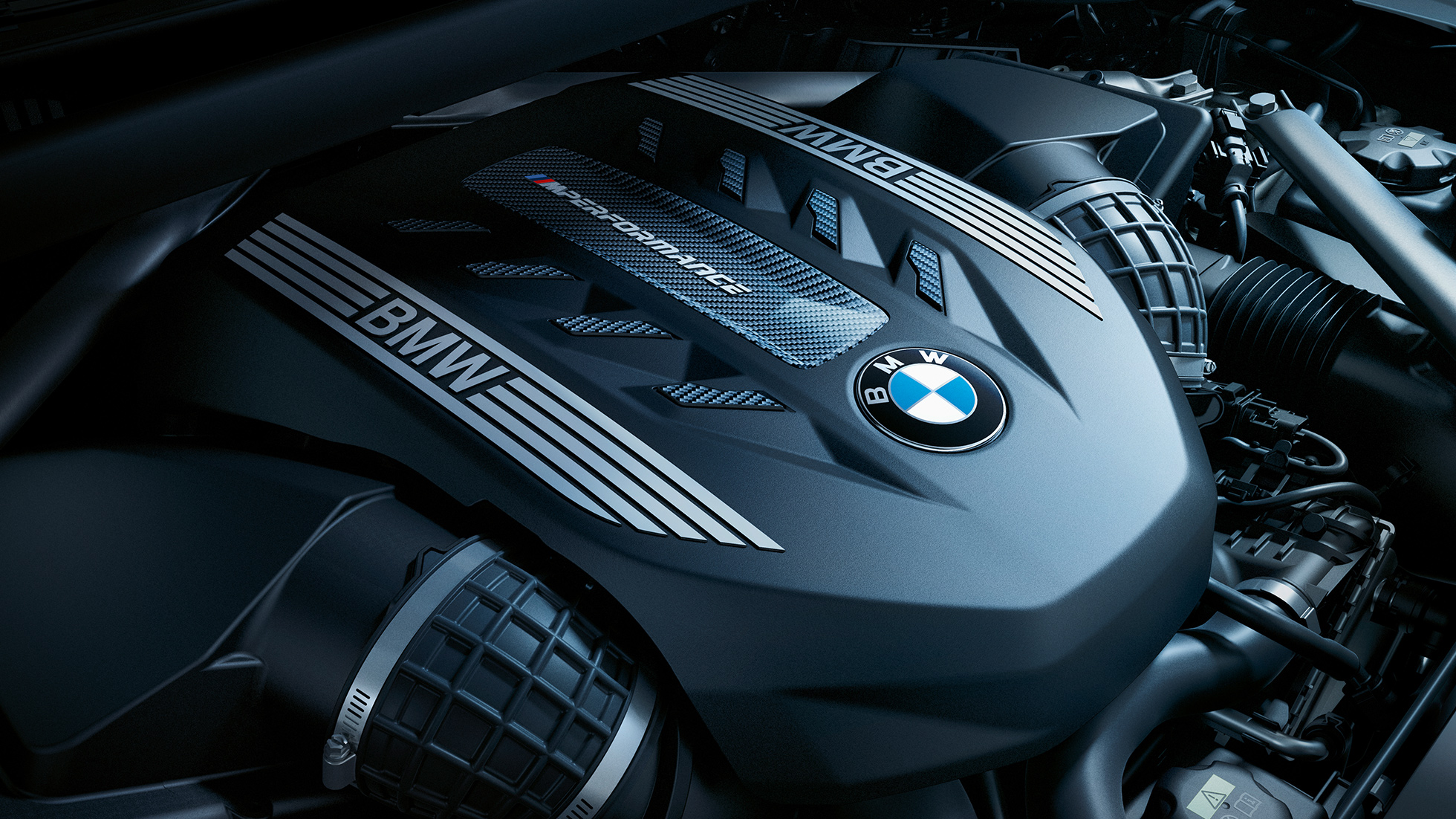 BMW X6 engine. Close-up view of the BMW X6 engine.