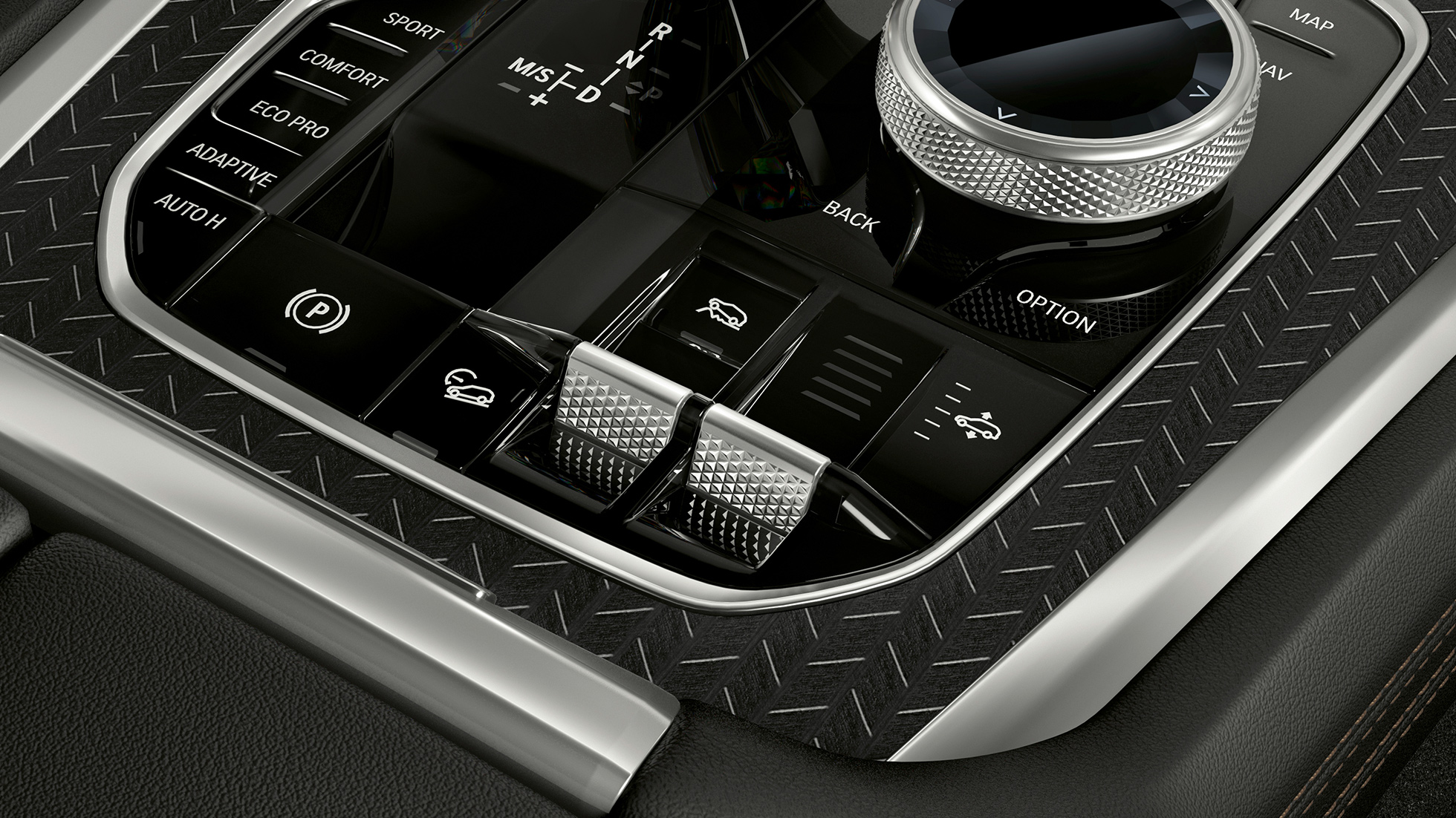 BMW X6 centre console. Close-up of the BMW X6 interior with view of the centre console.