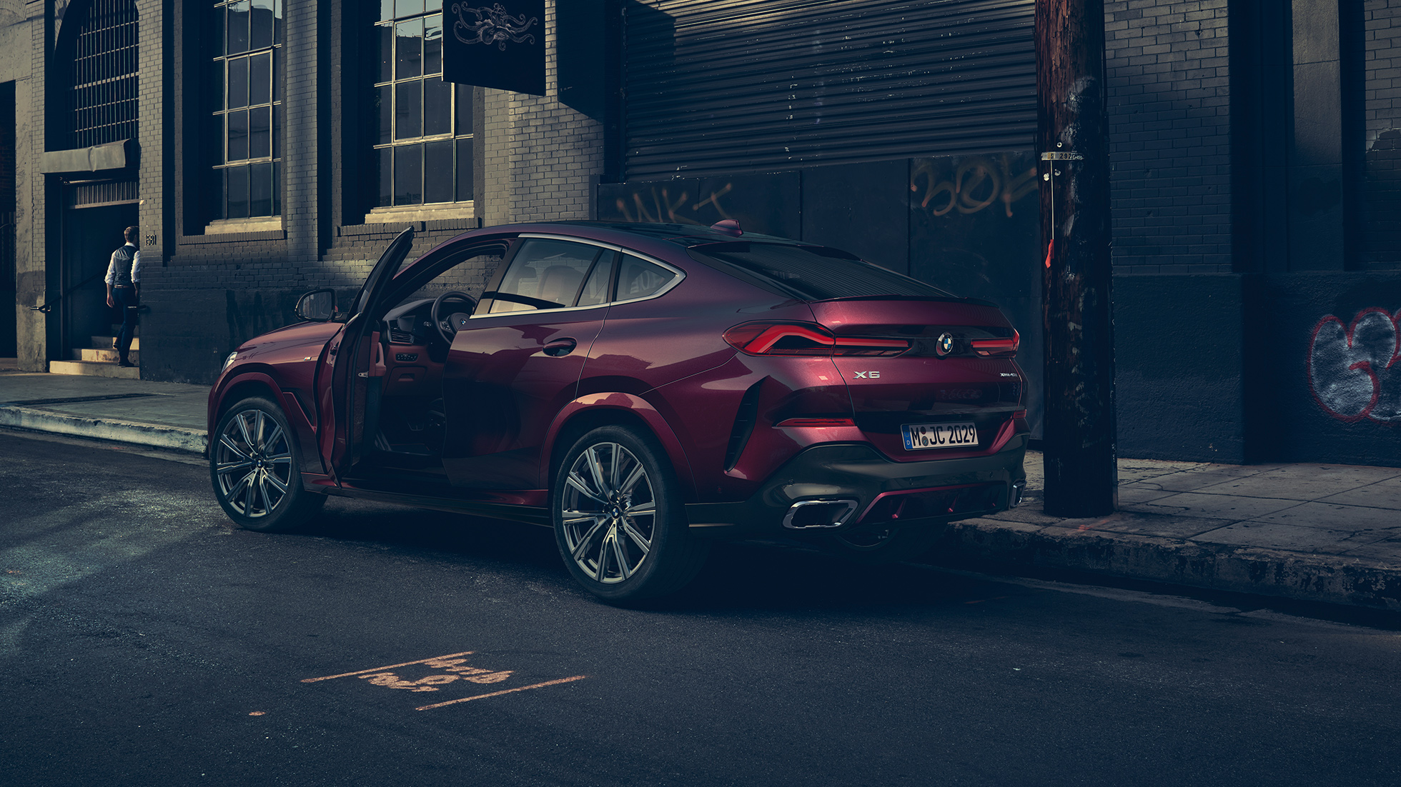 BMW X6 Individual rear view. BMW X6 Individual standing in three-quarter rear.