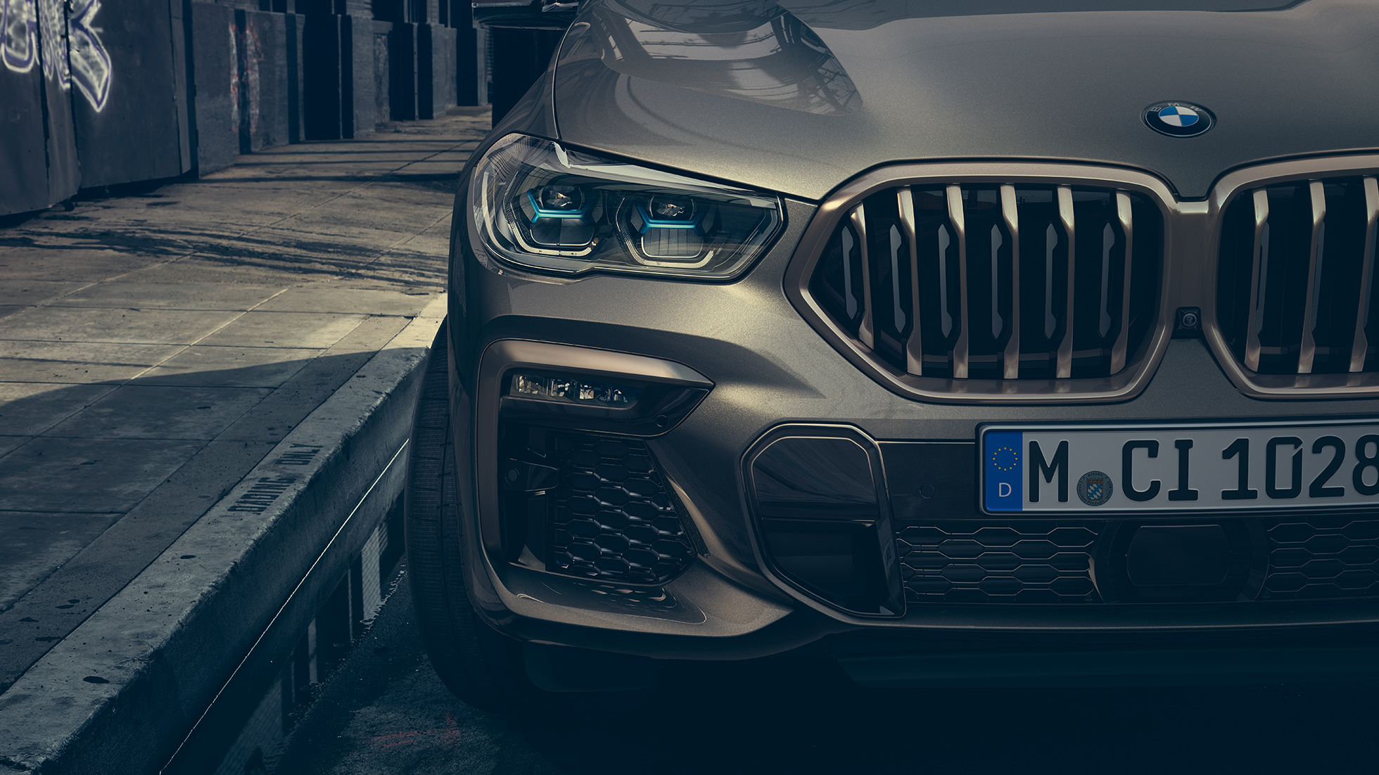 BMW Laserlight. Close-up of the BMW X6 with focus on Laserlight.