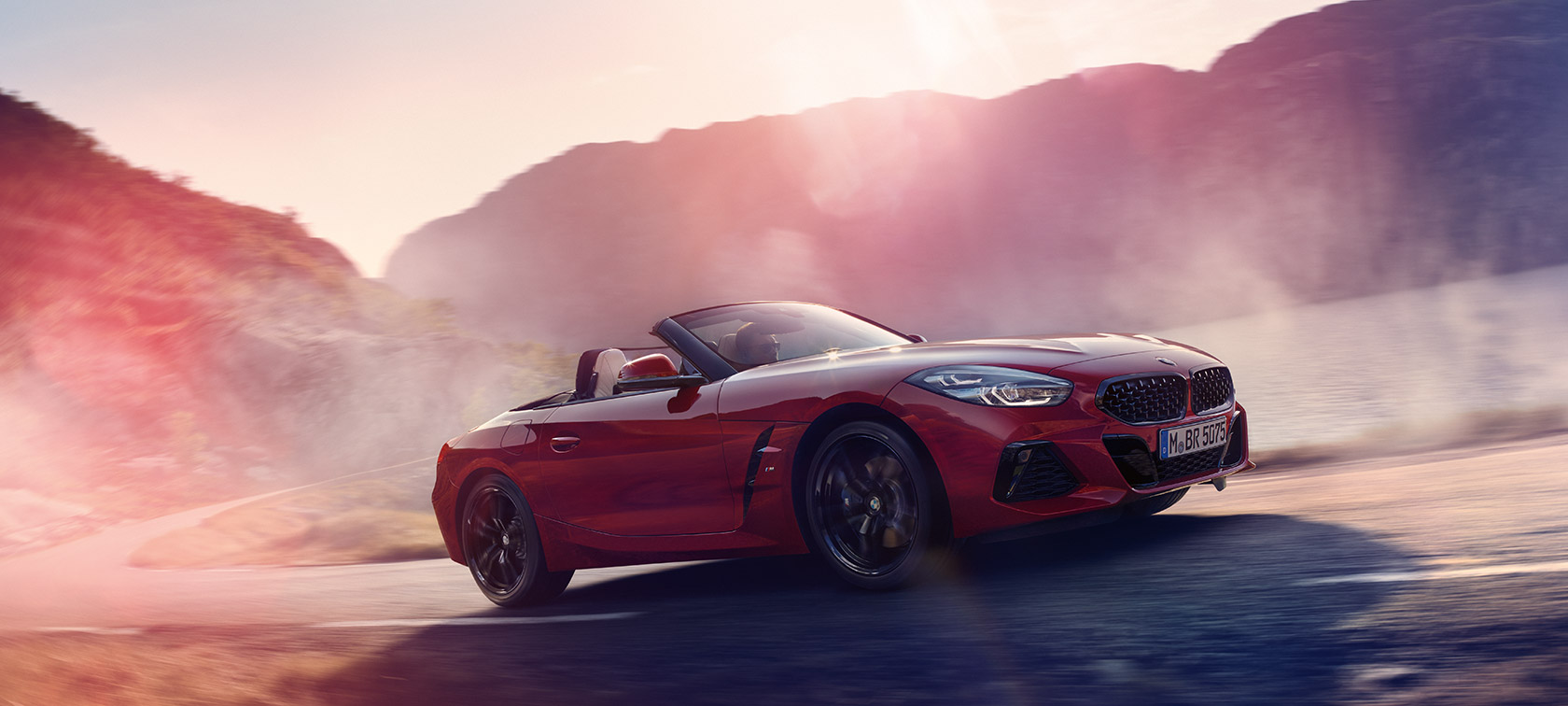 BMW Z4 Roadster on the move BMW Z4 Roadster climbing a hill