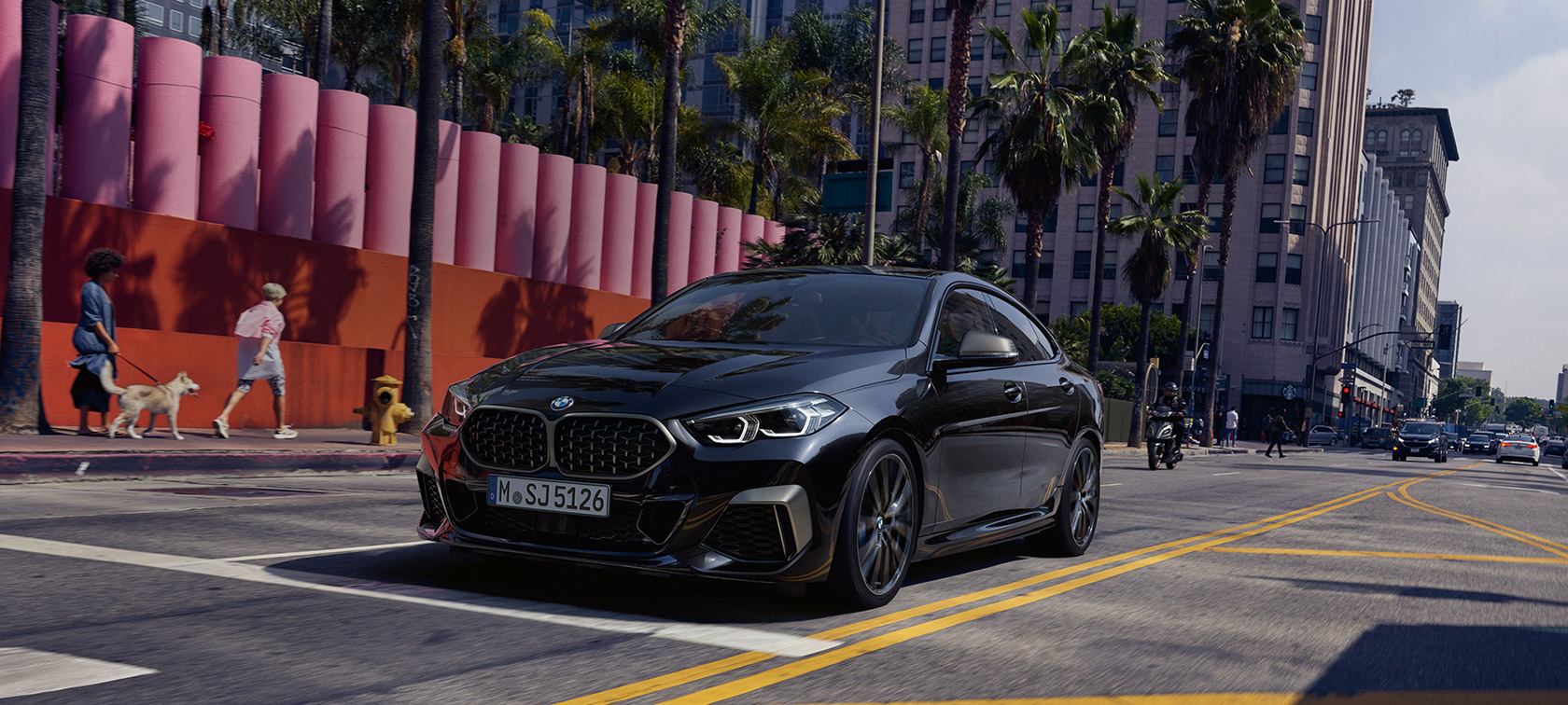 BMW M235i xDrive Gran Coupé Black Sapphire metallic F44 three-quarter front view